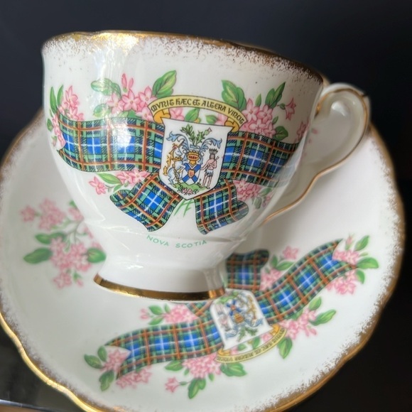 Nova Scotia Tartan  Teacup and Saucer Fine Bone China Vintage Gilt Edge Tea Cup - Picture 3 of 7